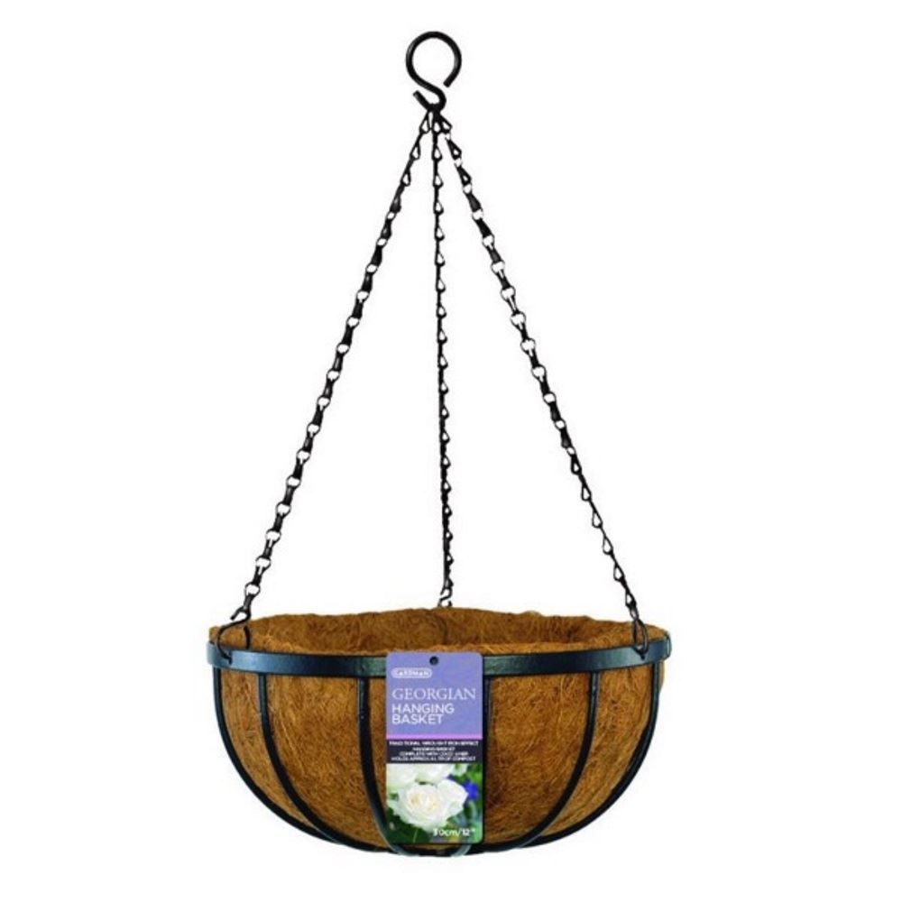Gardman Hanging Basket Black Wrought Iron Effect CoCo Liner