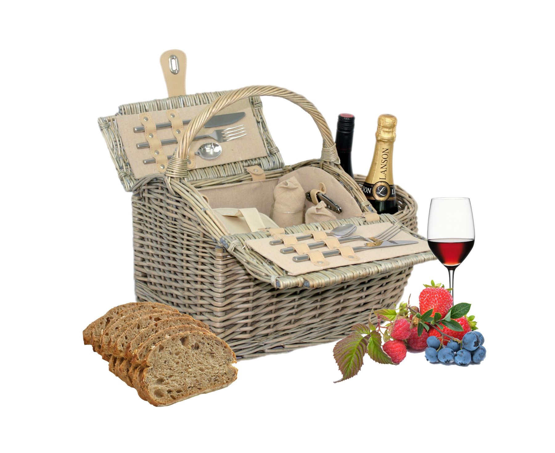Wrenbury Picnic Hamper for 2 4 6 People Storage Basket Willow Tartan