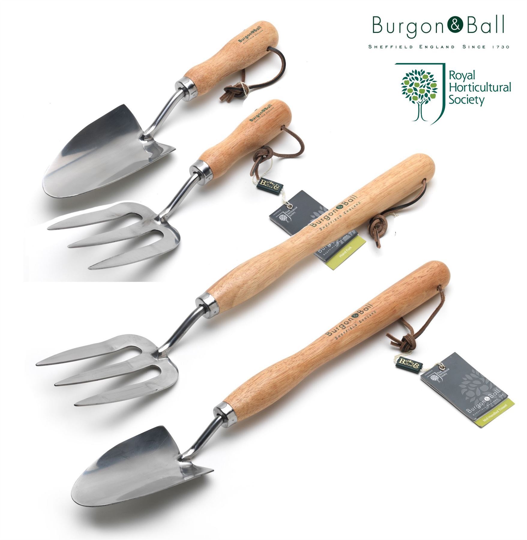Burgon & Ball RHS Endorsed Gardening Long or Short Hand Tools Fork or