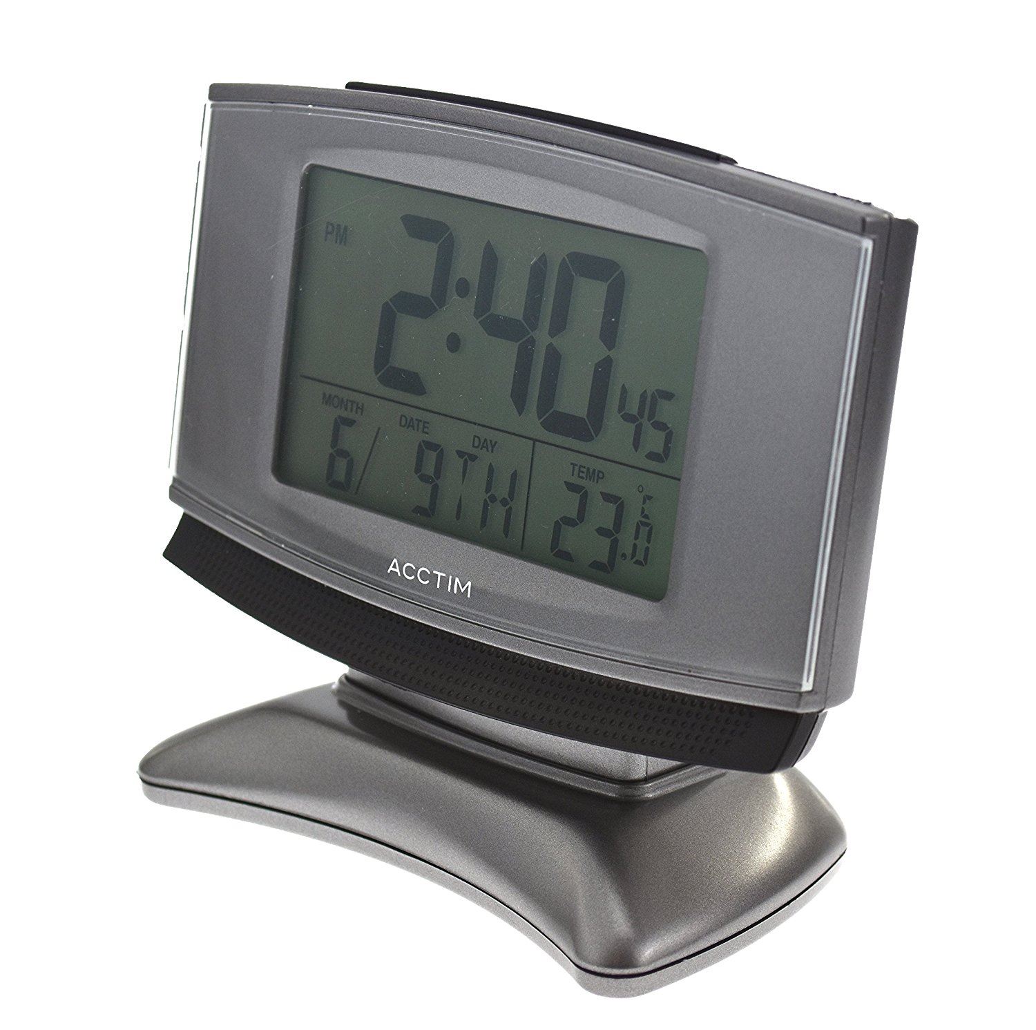 ACCTIM Cuba Radio Controlled LCD Alarm Clock with Smartlie in Silver eBay