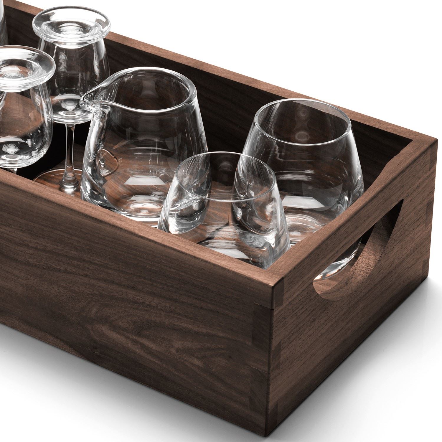 LSA Whisky Islay Connoisseur Decanter Glass Sets in Walnut Tray 4 or 6