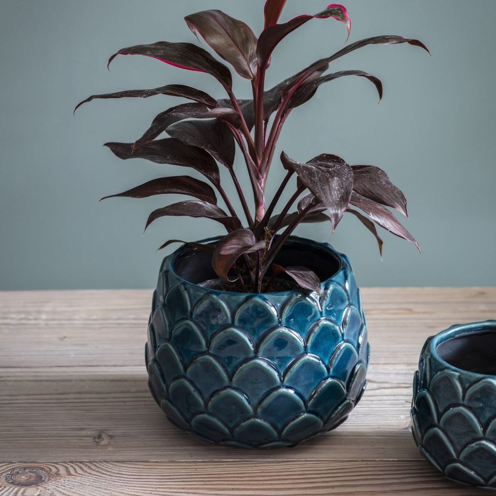 Garden Trading Artichoke indoor Plant Pot Ceramic in Teal ...
