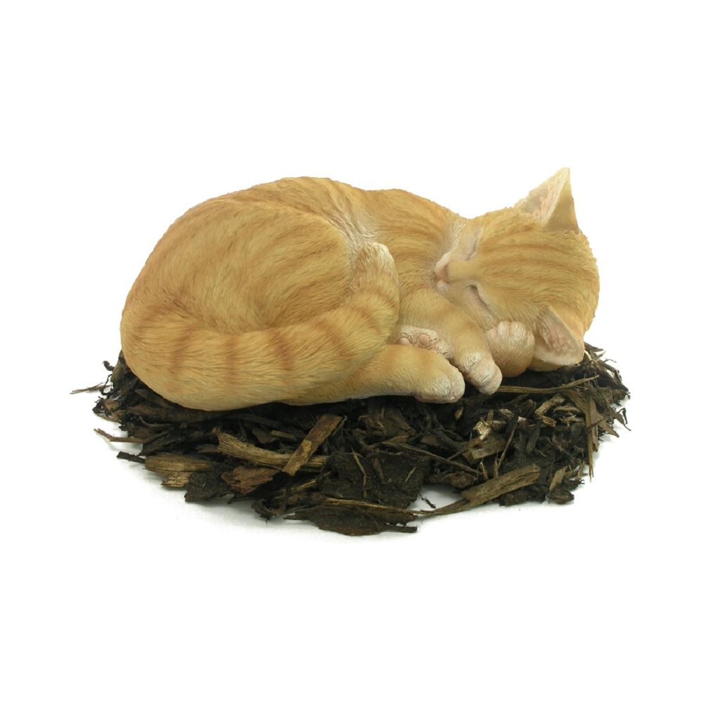 Weather Resistant Indoor/Outdoor Sleeping Ginger Cat Ornament Vivid