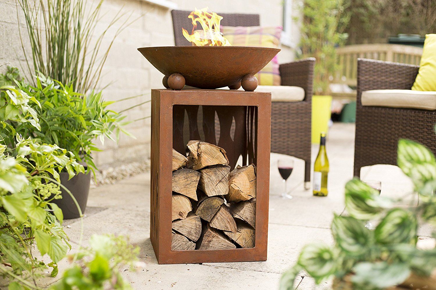 Oxidised Ochiba Steel Firepit Fire Pit Patio Heater With Stand