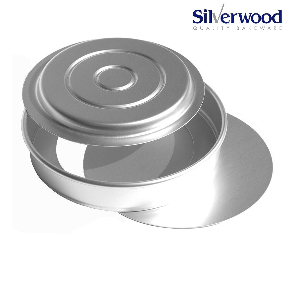 Alan Silverwood 8" x 1.5" Loose Based Victoria Sponge Cake Tin Pan Set