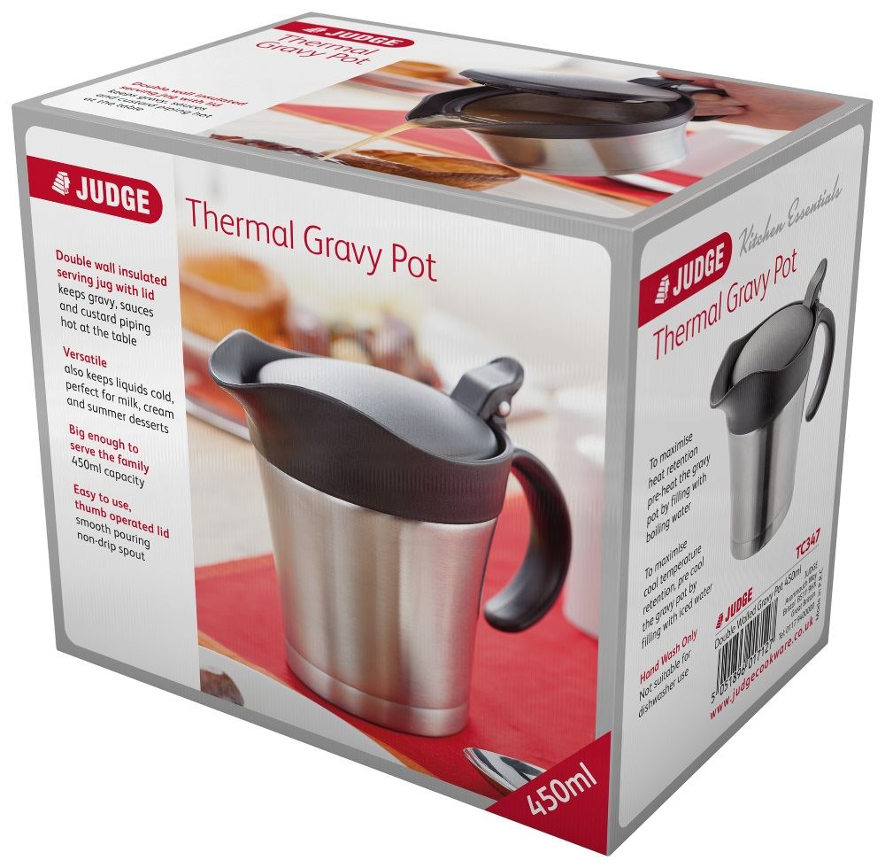 Thermal Gravy Pot Gravey Jug Heat Rentention with Lid 450ml by Judge