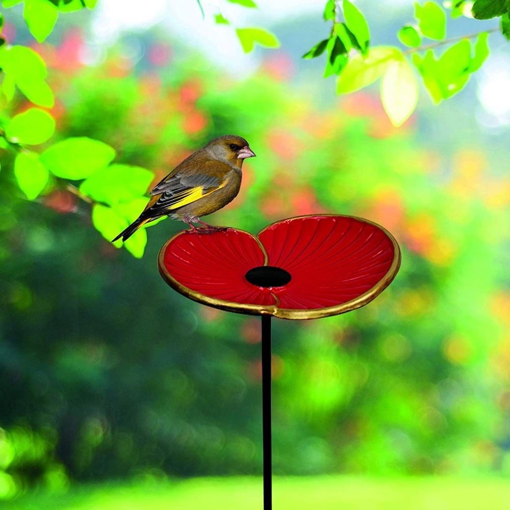 Gardman Cast Iron Poppy Bird Feeder Dish Donation To Royal British