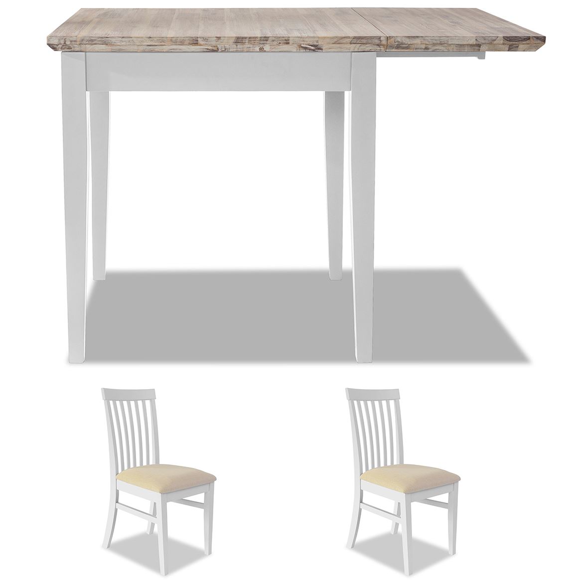 Extending Kitchen Table Set, Small Drop Leaf Table & 2 Chairs Set WoodenFLORENCE - Picture 8 of 34