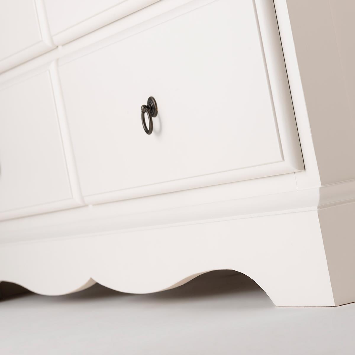 Large White Chest of Drawers 7 Deep Drawer Chest Bedroom Furniture ROMANCE - Picture 13 of 15