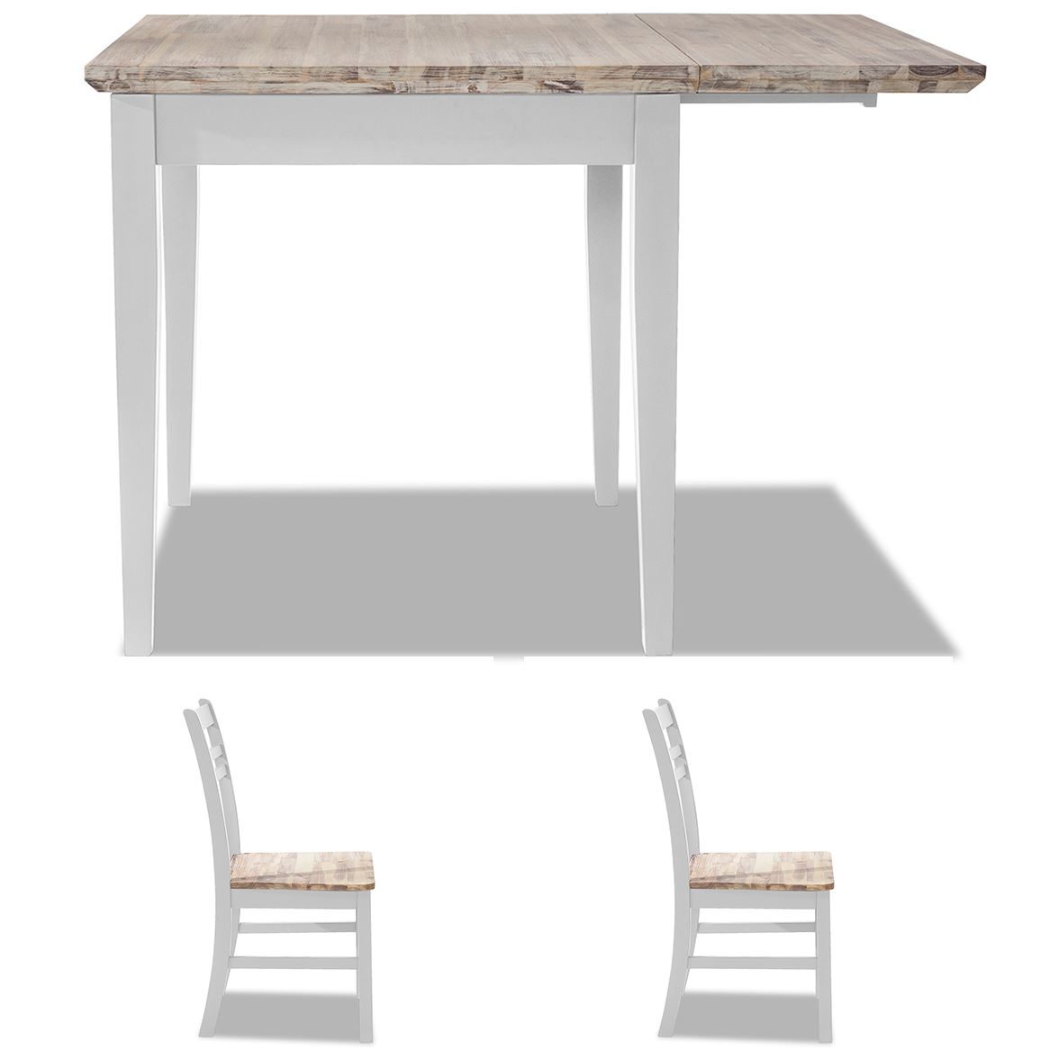 Extending Kitchen Table Set, Small Drop Leaf Table & 2 Chairs Set WoodenFLORENCE - Picture 6 of 34