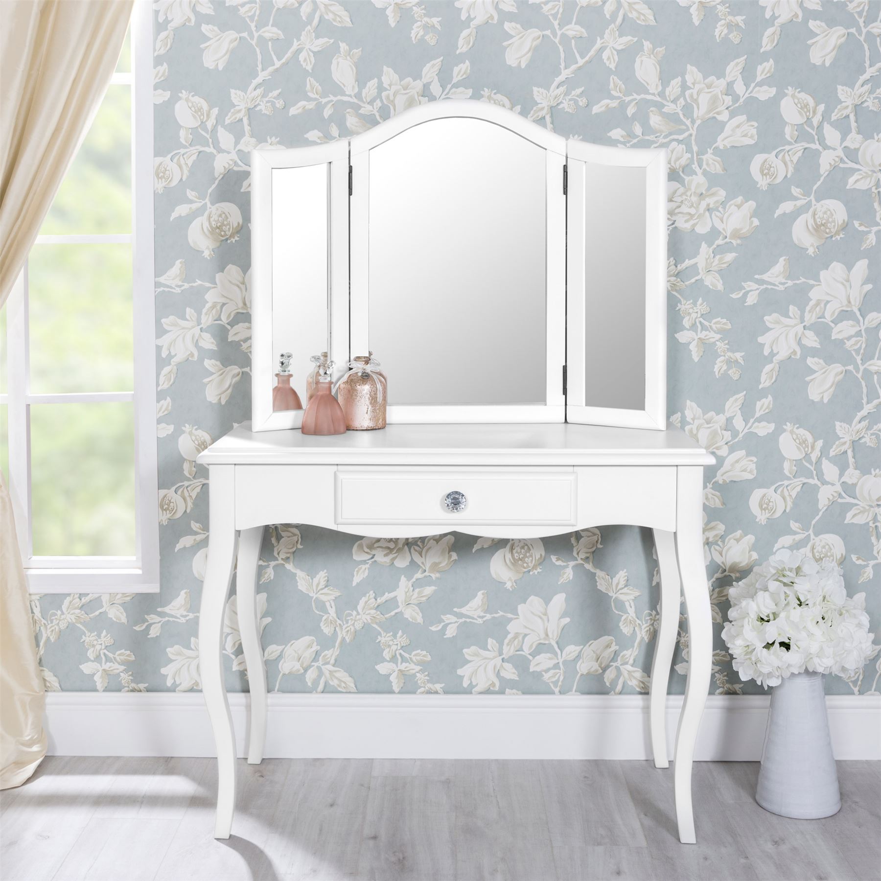 White Dressing Table French Vanity Table with Drawer Bedroom Furniture ROMANCE - Picture 11 of 12