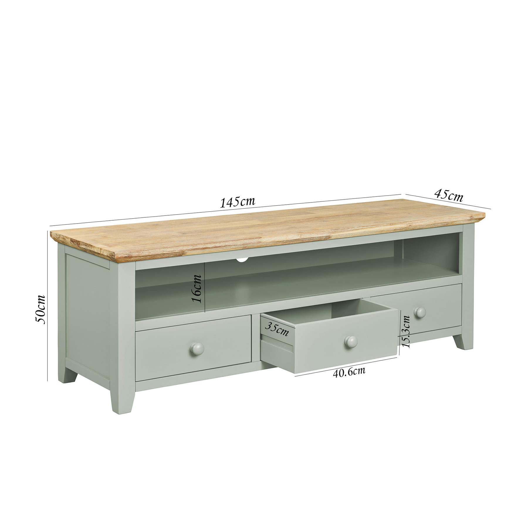 Florence Large TV Unit TV Stand with 3 Drawers and Shelf ,W145cm Fully Assembled - Picture 30 of 57