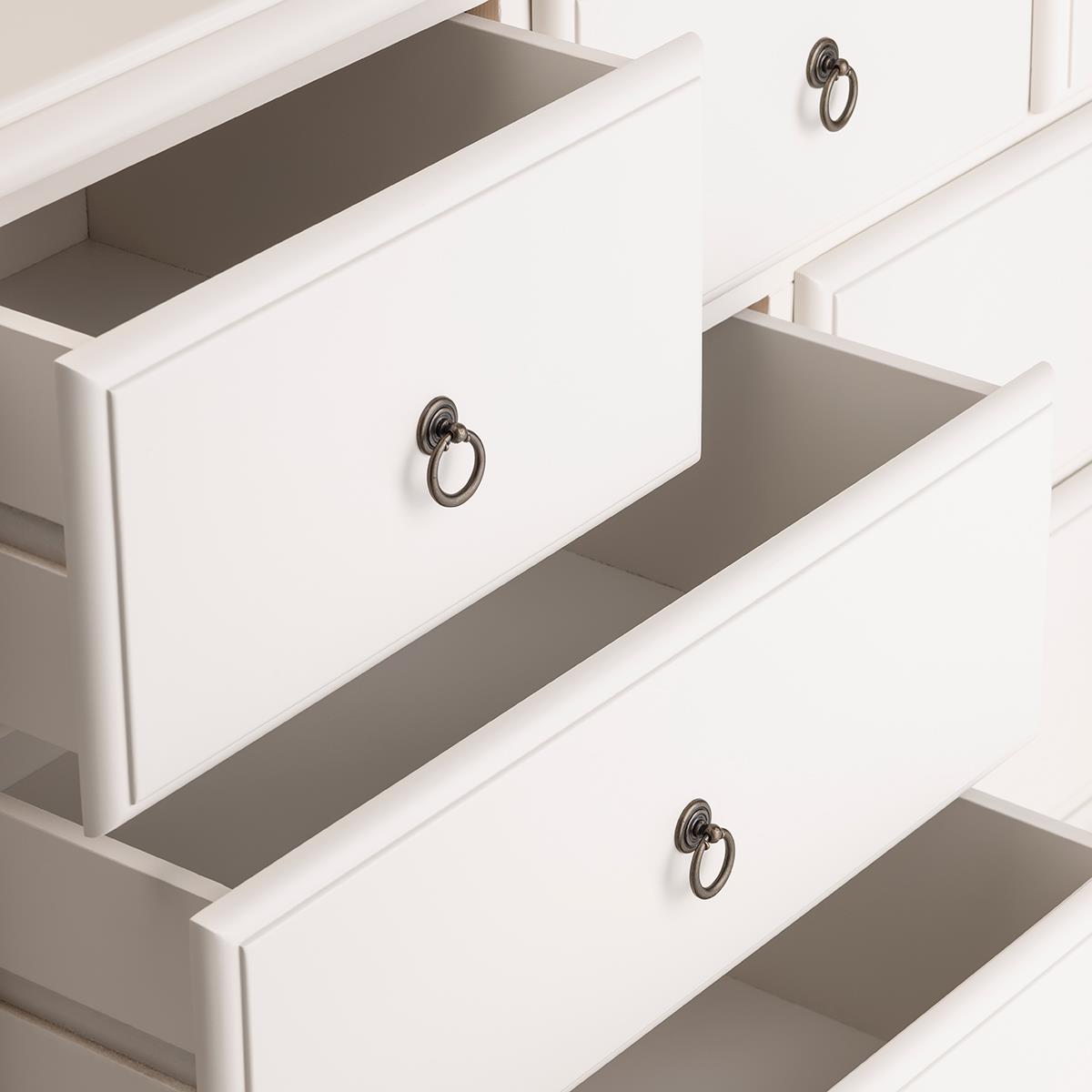 Large White Chest of Drawers 7 Deep Drawer Chest Bedroom Furniture ROMANCE - Picture 15 of 15
