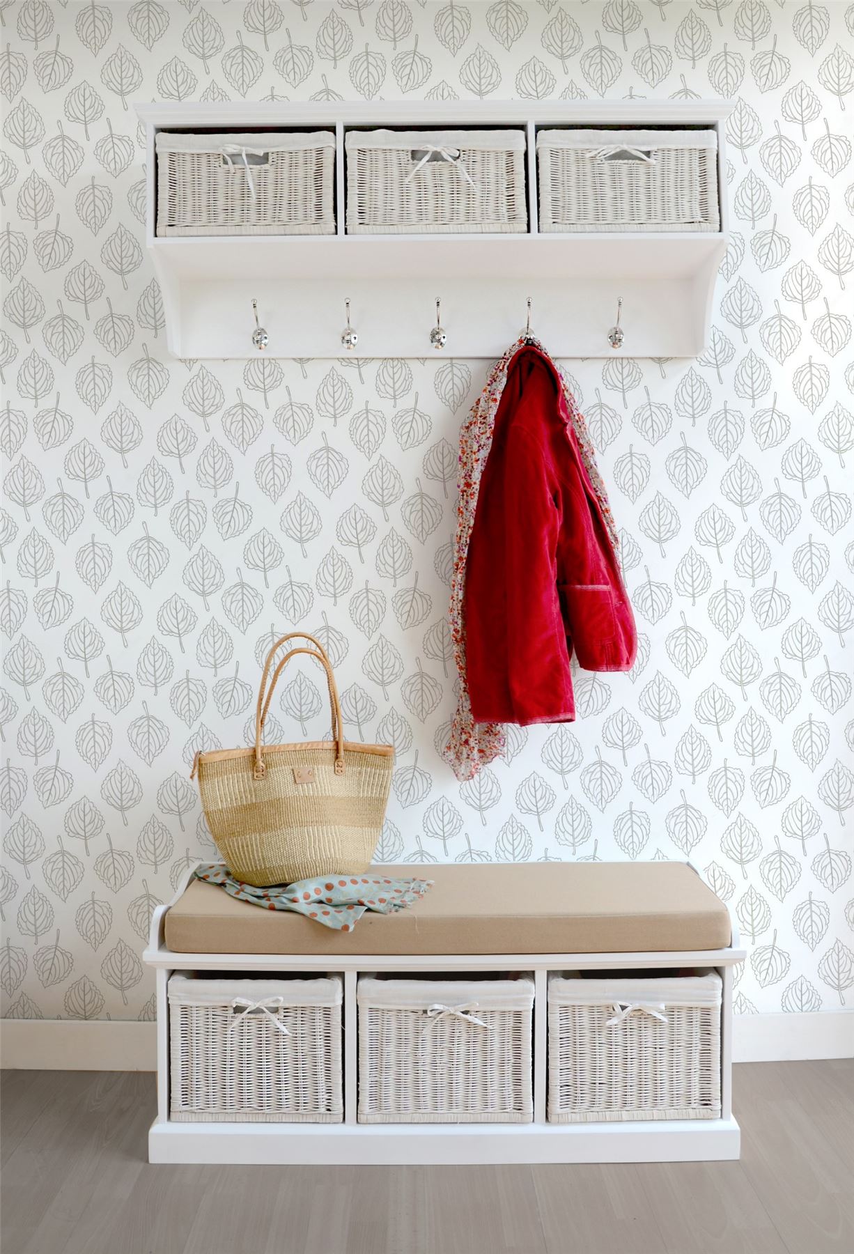 Wooden Coat Rack Wall Mount Storage Hanging Shelf TETBURY Hallway