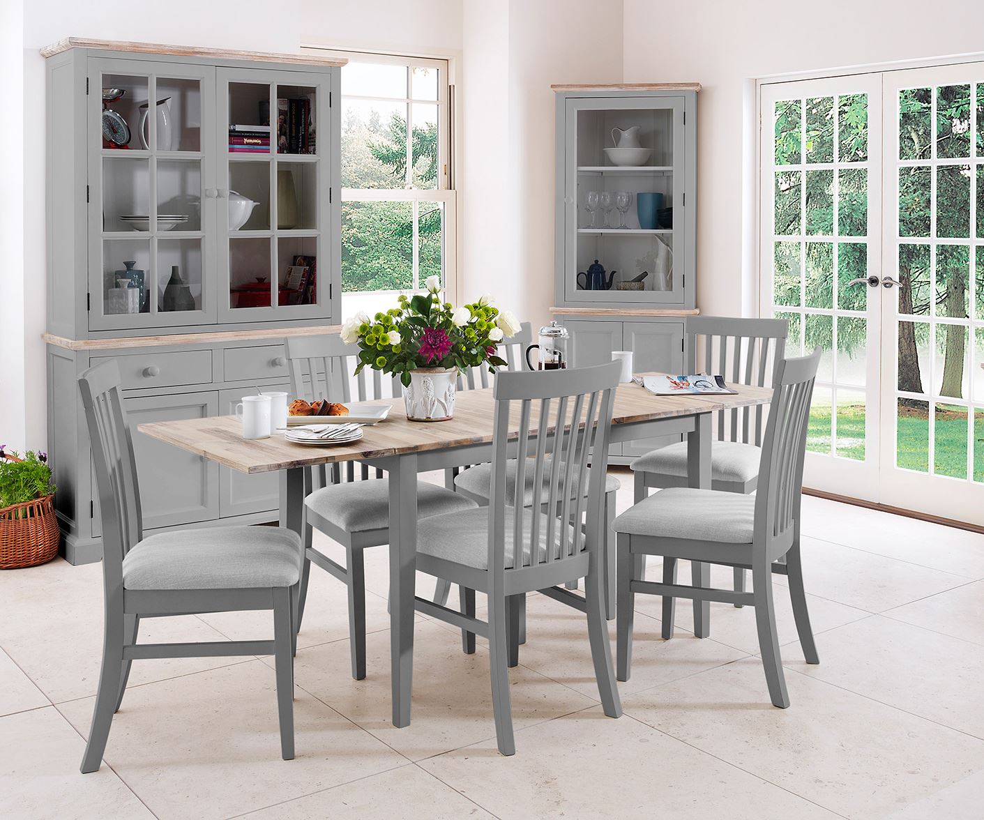 Extending Dining Table +4 Chairs Rectangular Center Extension FLORENCE furniture - Picture 58 of 152