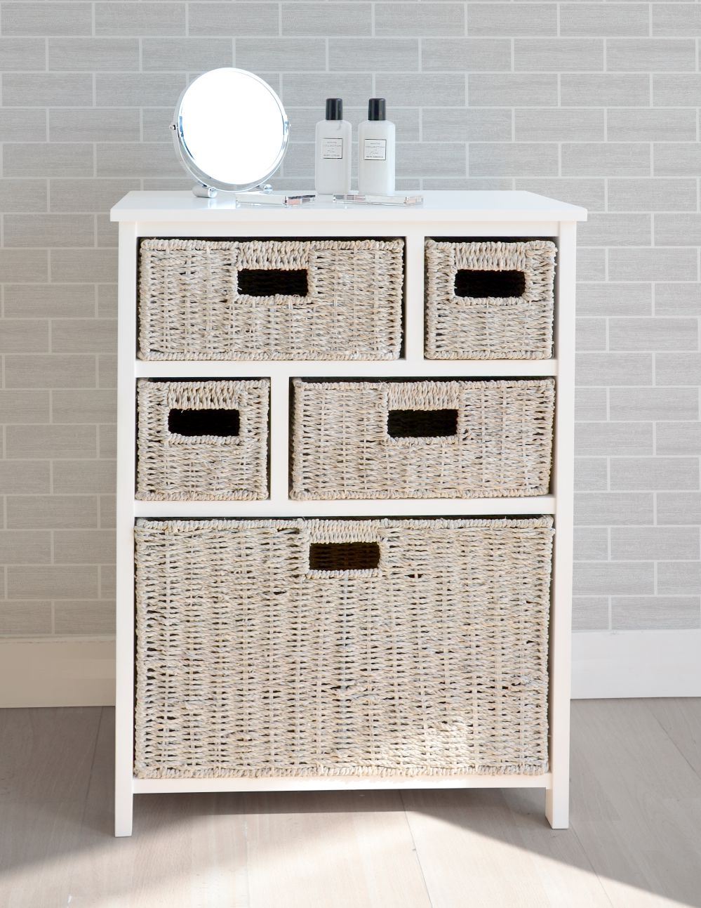 Tetbury Bathroom Hallway storage unit, white chest of drawers,5 drawer