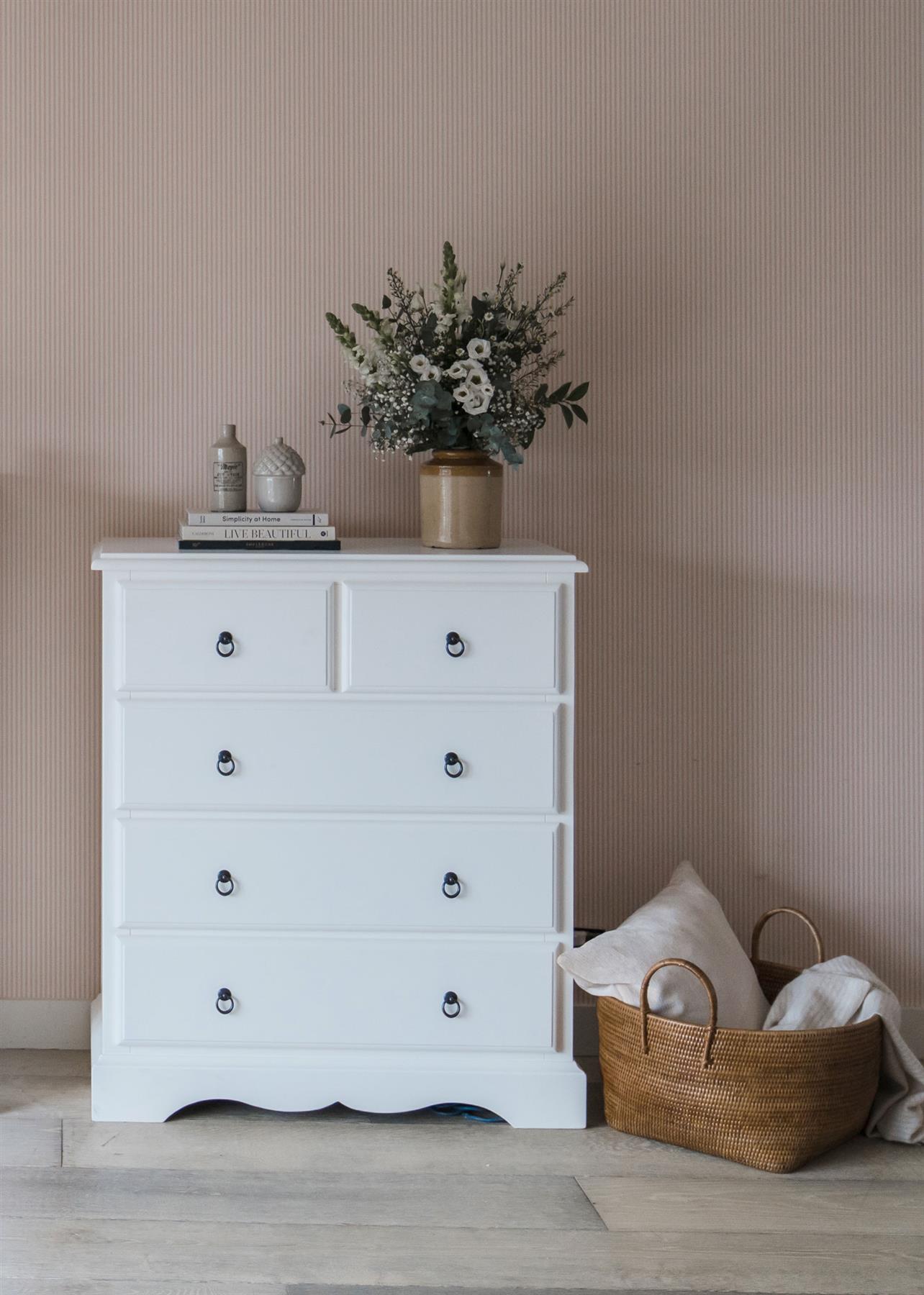 Large White Chest of Drawers 2 Over 3 Chest French ROMANCE Bedroom Furniture - Picture 12 of 12