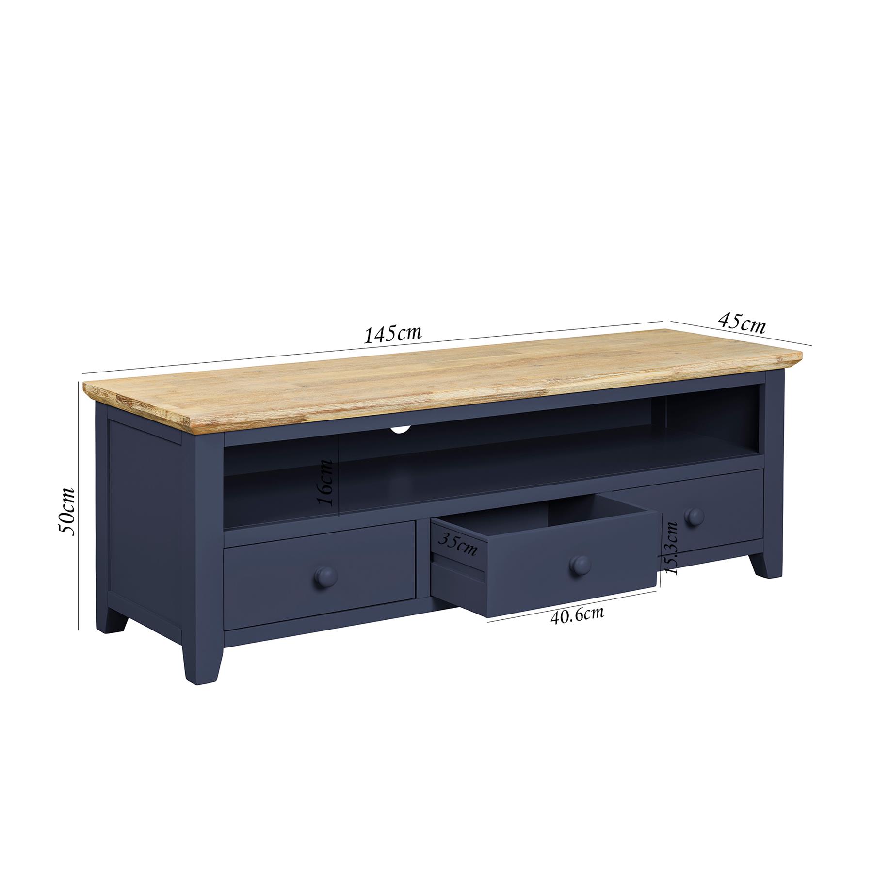 Florence Large TV Unit TV Stand with 3 Drawers and Shelf ,W145cm Fully Assembled - Picture 19 of 57