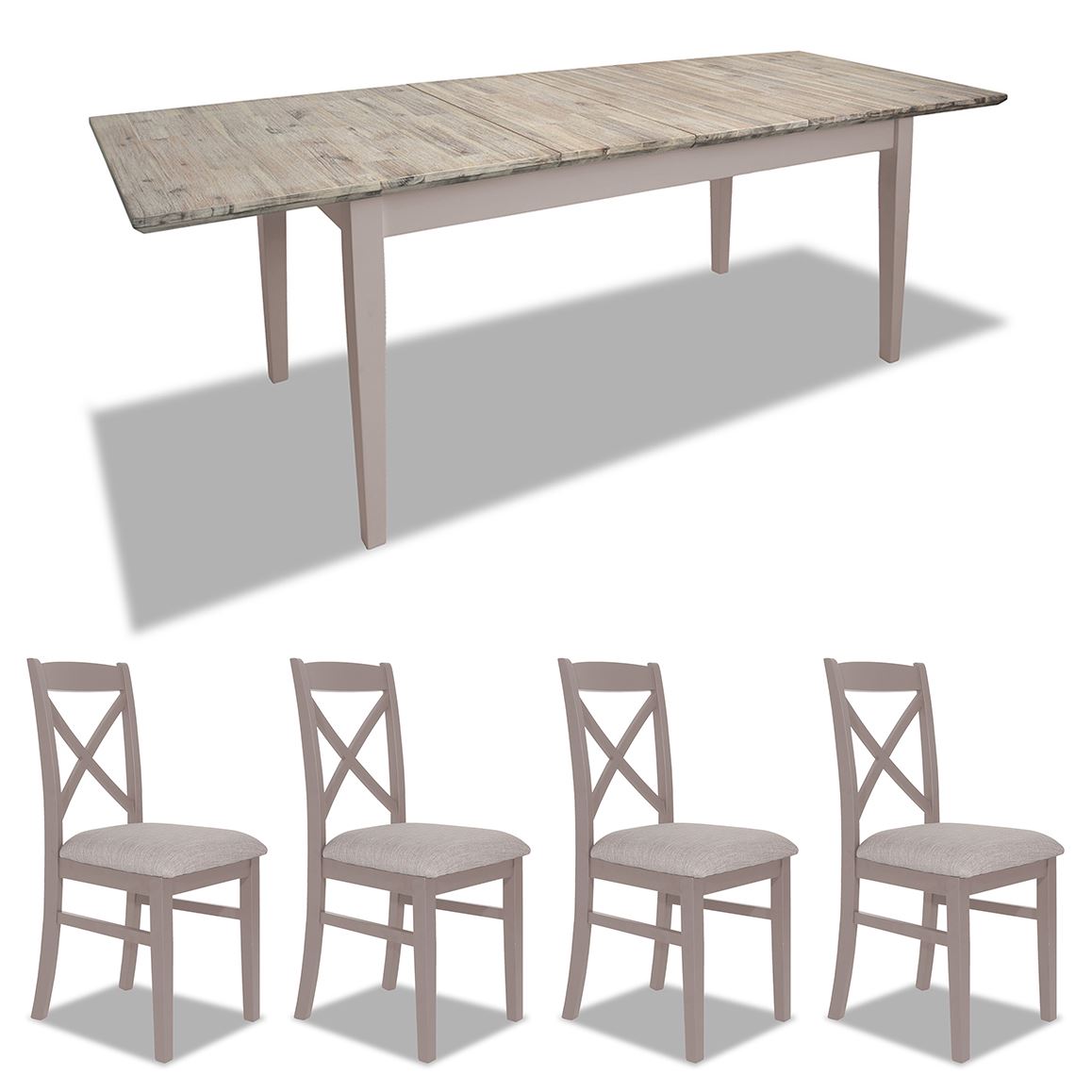 Extending Dining Table +4 Chairs Rectangular Center Extension FLORENCE furniture - Picture 110 of 152
