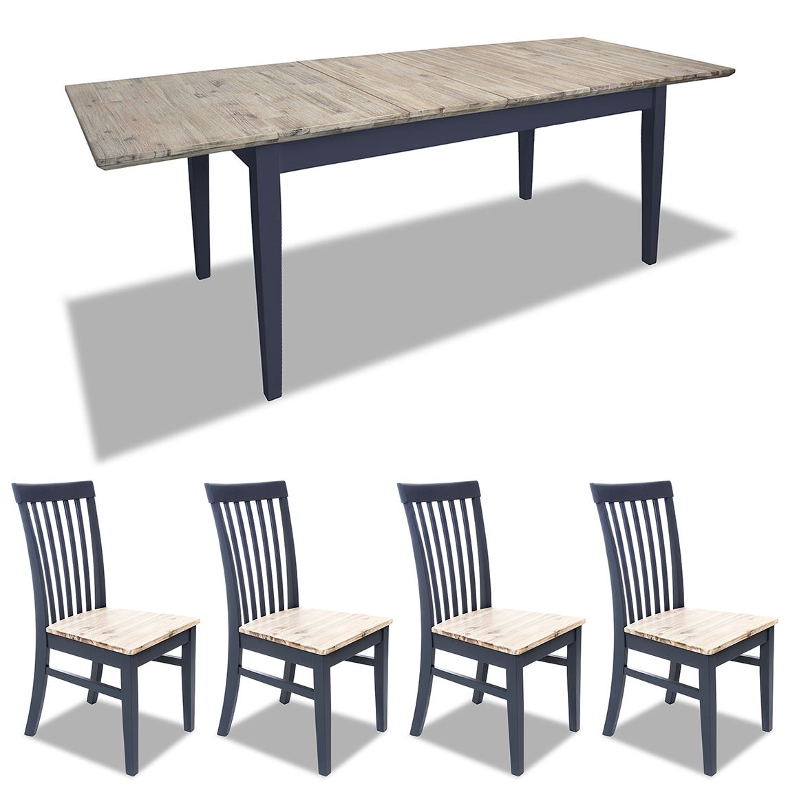 Extending Dining Table +4 Chairs Rectangular Center Extension FLORENCE furniture - Picture 136 of 152