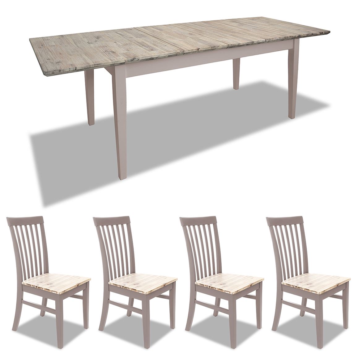 Extending Dining Table +4 Chairs Rectangular Center Extension FLORENCE furniture - Picture 101 of 152