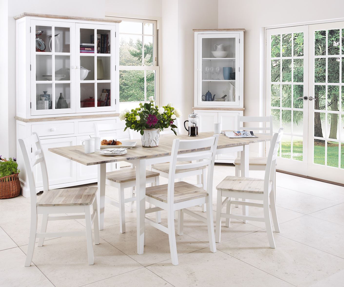 Extending Dining Table +4 Chairs Rectangular Center Extension FLORENCE furniture - Picture 14 of 152