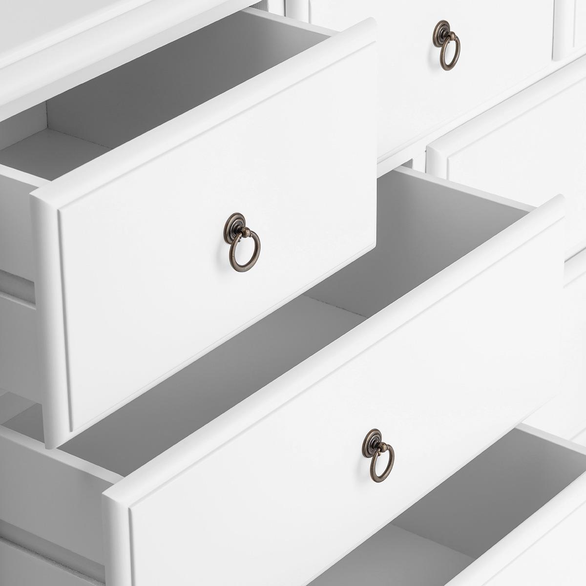 Large White Chest of Drawers 7 Deep Drawer Chest Bedroom Furniture ROMANCE - Picture 7 of 15