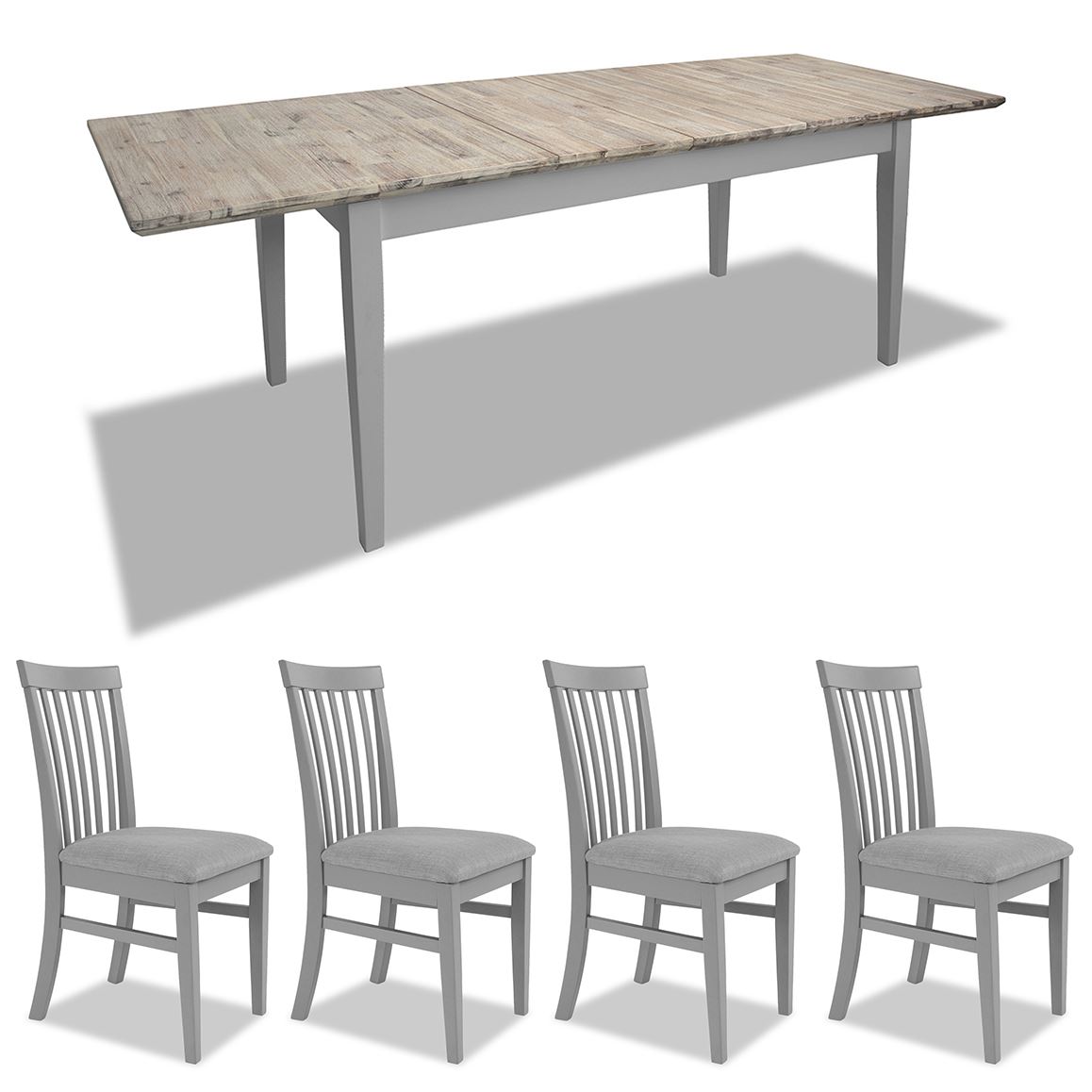 Extending Dining Table +4 Chairs Rectangular Center Extension FLORENCE furniture - Picture 57 of 152