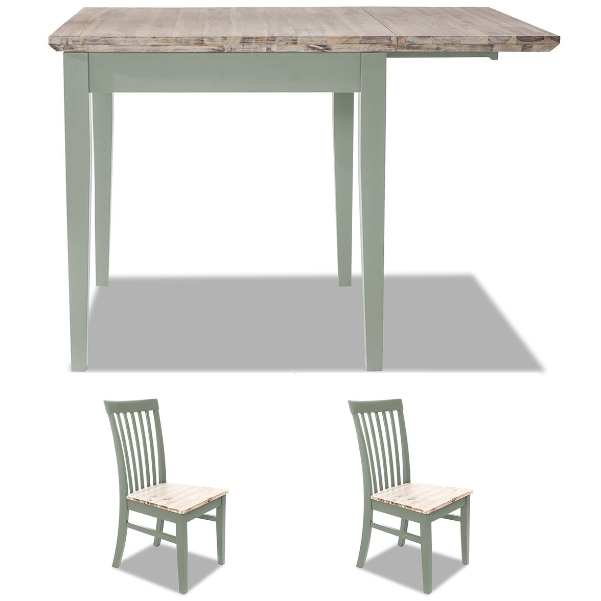 Extending Kitchen Table Set, Small Drop Leaf Table & 2 Chairs Set WoodenFLORENCE - Picture 34 of 34