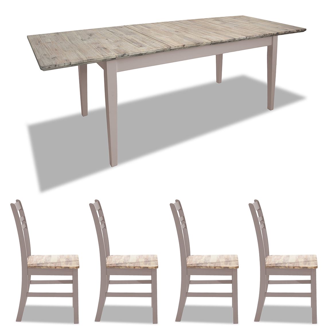 Extending Dining Table +4 Chairs Rectangular Center Extension FLORENCE furniture - Picture 83 of 152