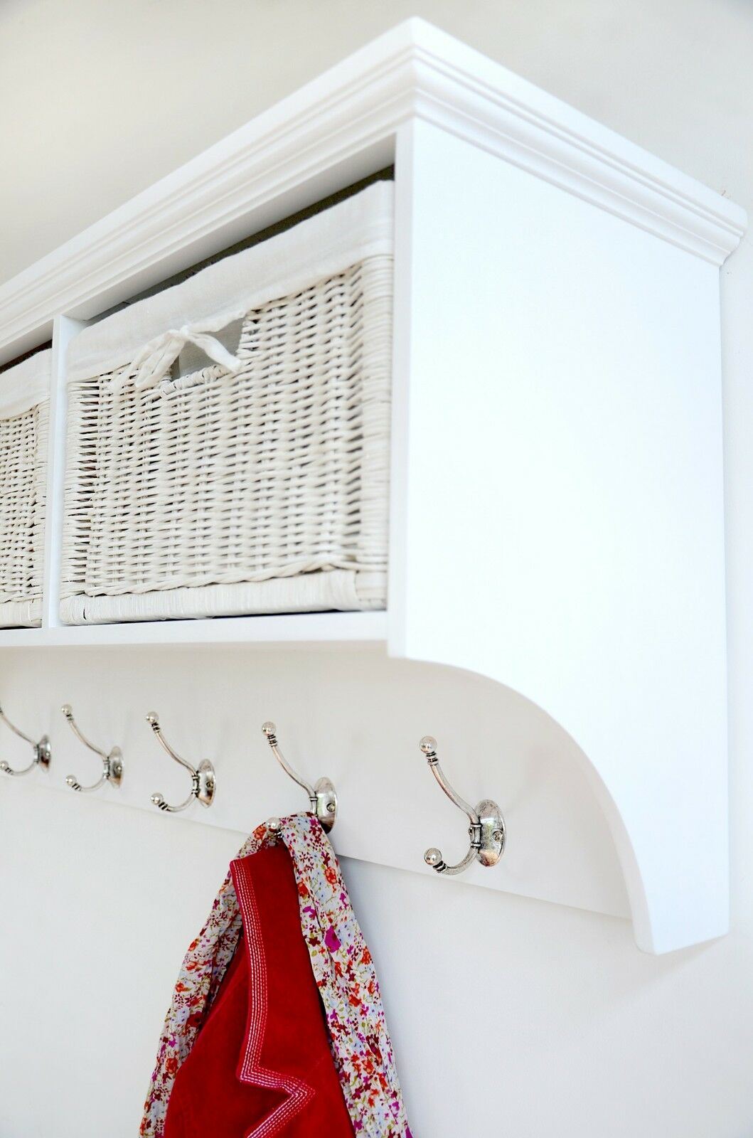 Tetbury Large Coat Rack with white storage baskets,Hallway hanging