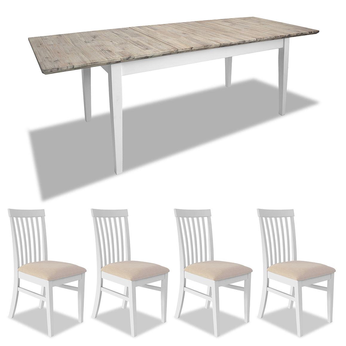 Extending Dining Table +4 Chairs Rectangular Center Extension FLORENCE furniture - Picture 22 of 152