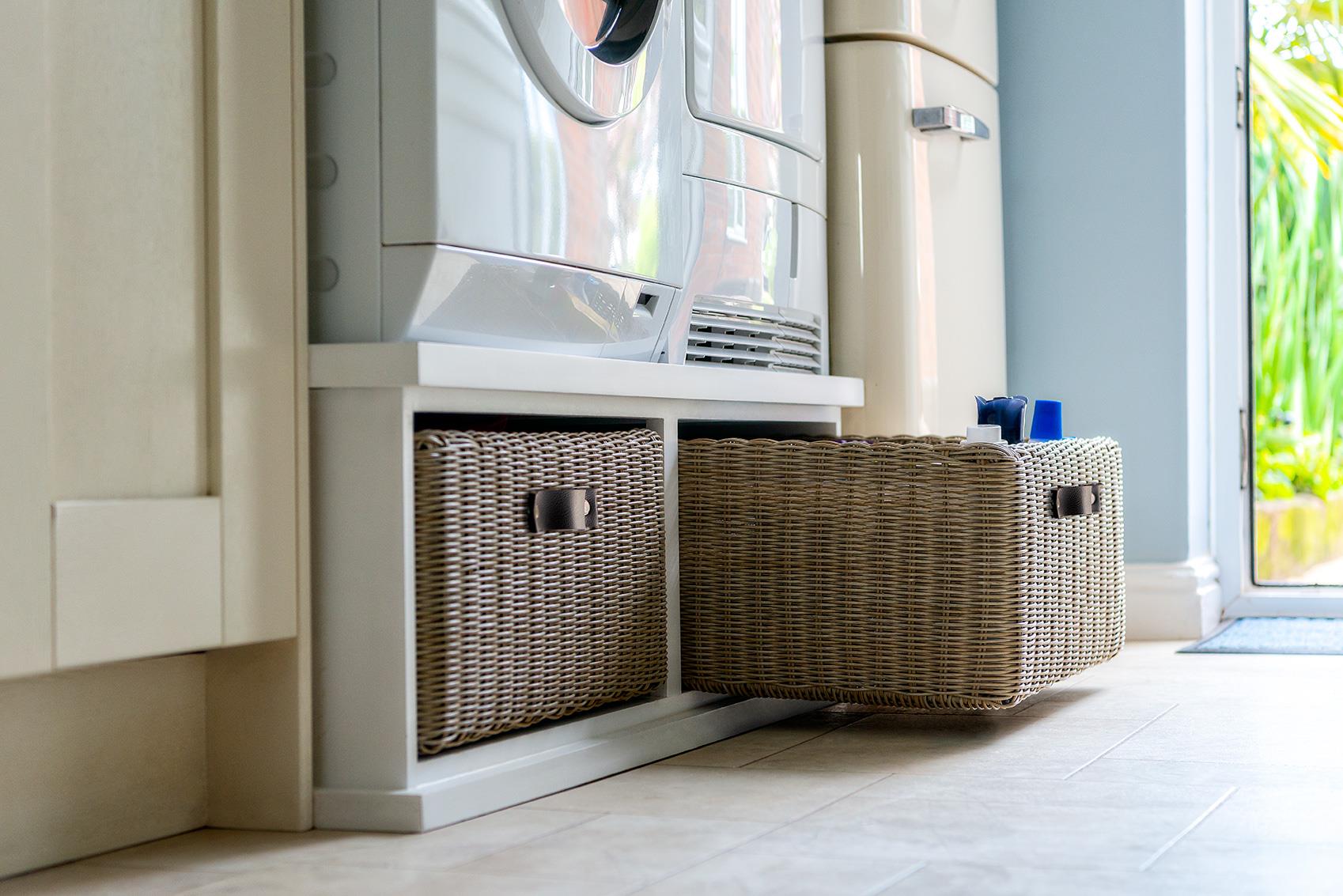 Tetbury double laundry pedestal stand.Washing machine & dryer stand