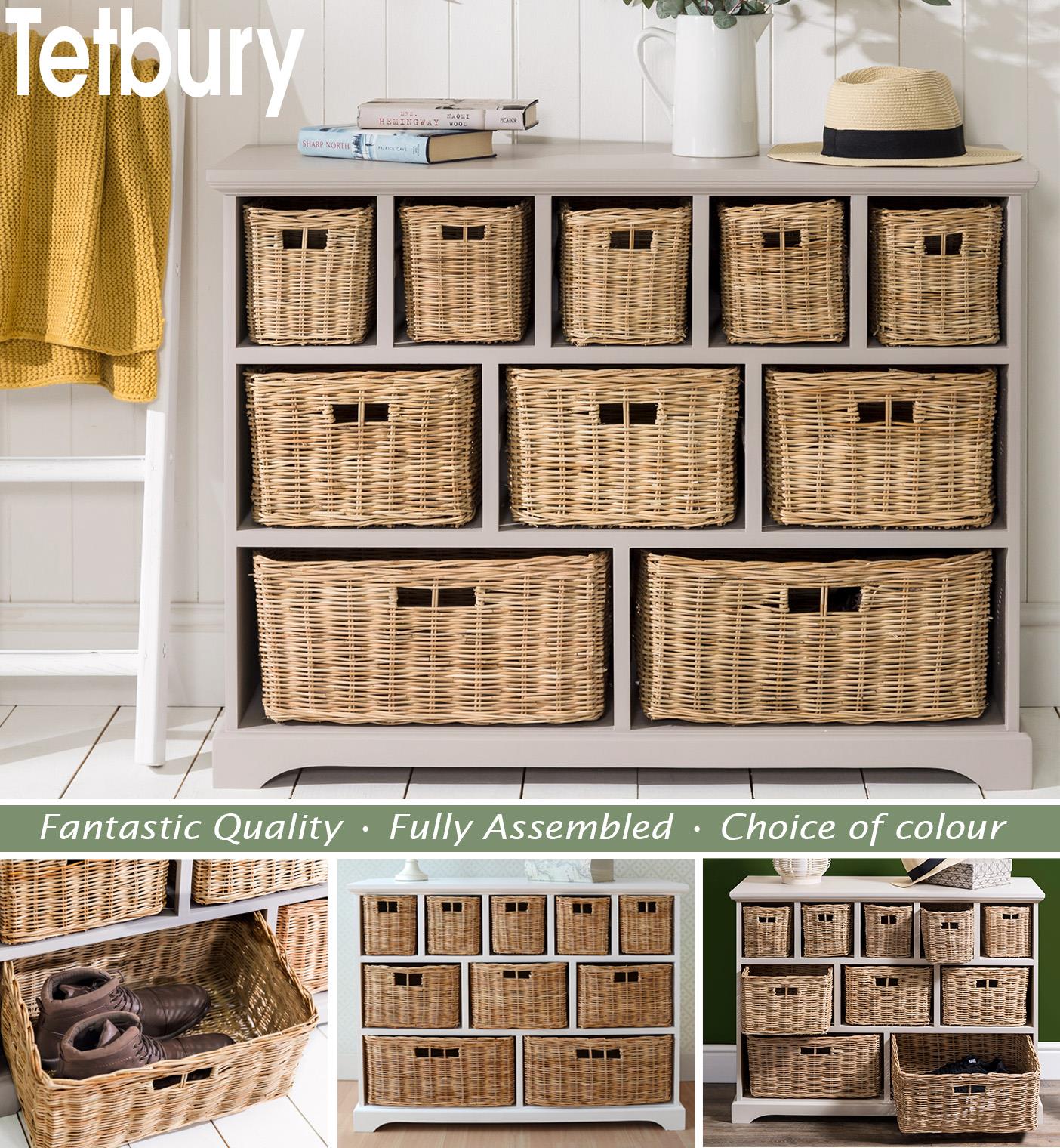 TETBURY Storage Unit, Large chest of drawers, storage baskets, FULLY