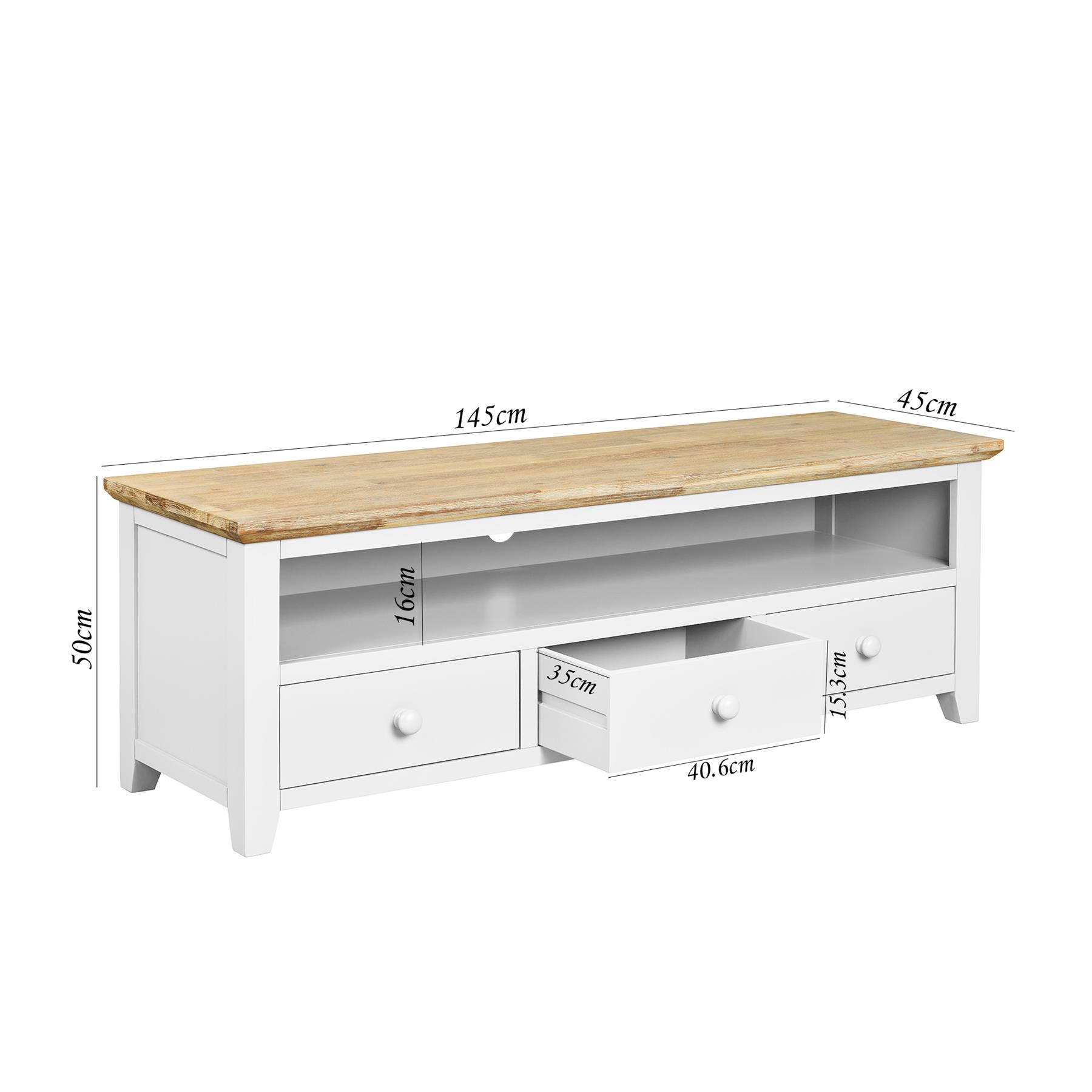 Florence Large TV Unit TV Stand with 3 Drawers and Shelf ,W145cm Fully Assembled - Picture 57 of 57