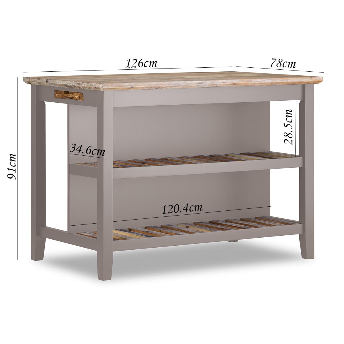 Florence Breakfast Bar with 2 large shelves. Small kitchen island with storage. - Picture 9 of 44