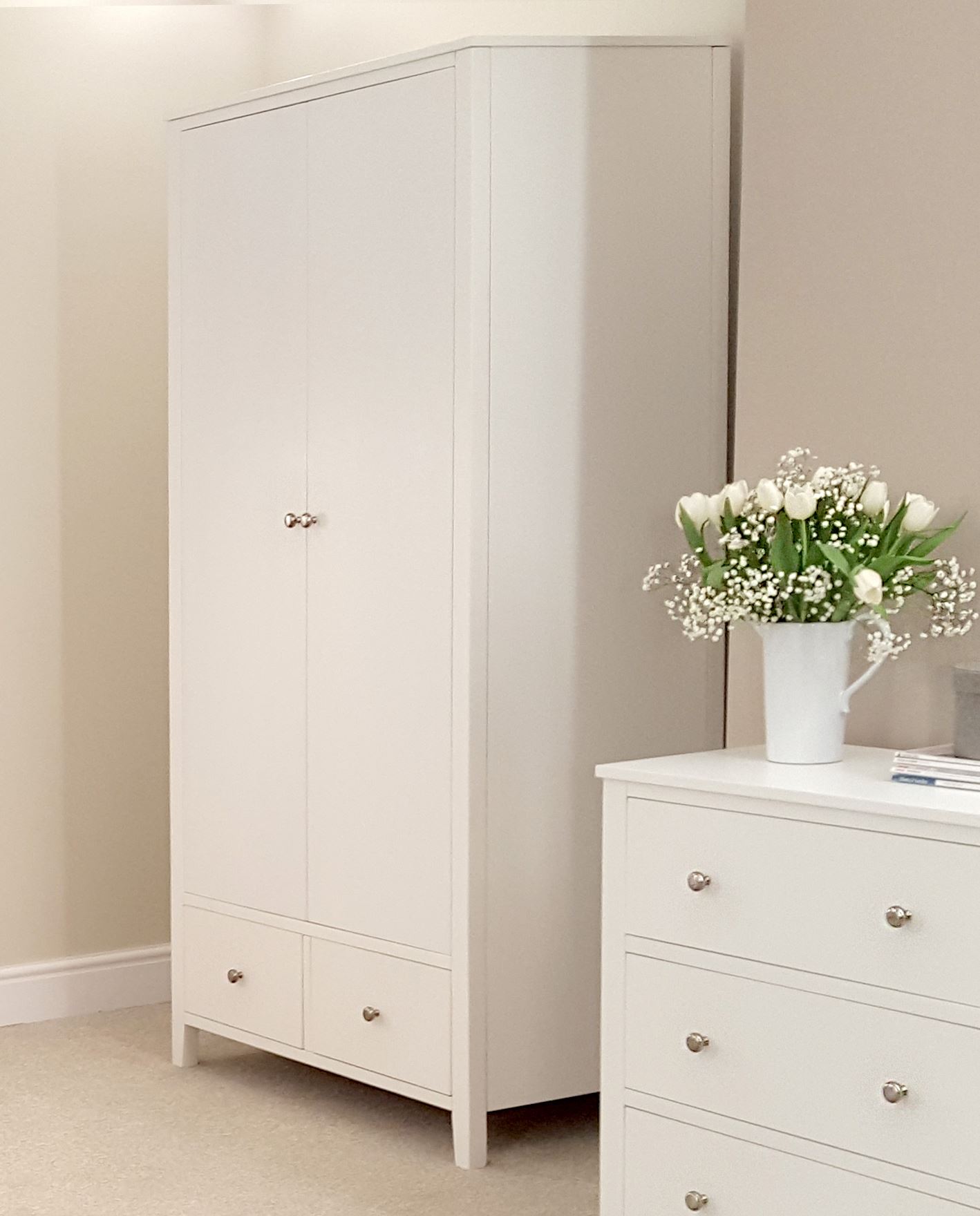 Brooklyn White Double Wardrobe Large 2 Door Wardrobe With Deep