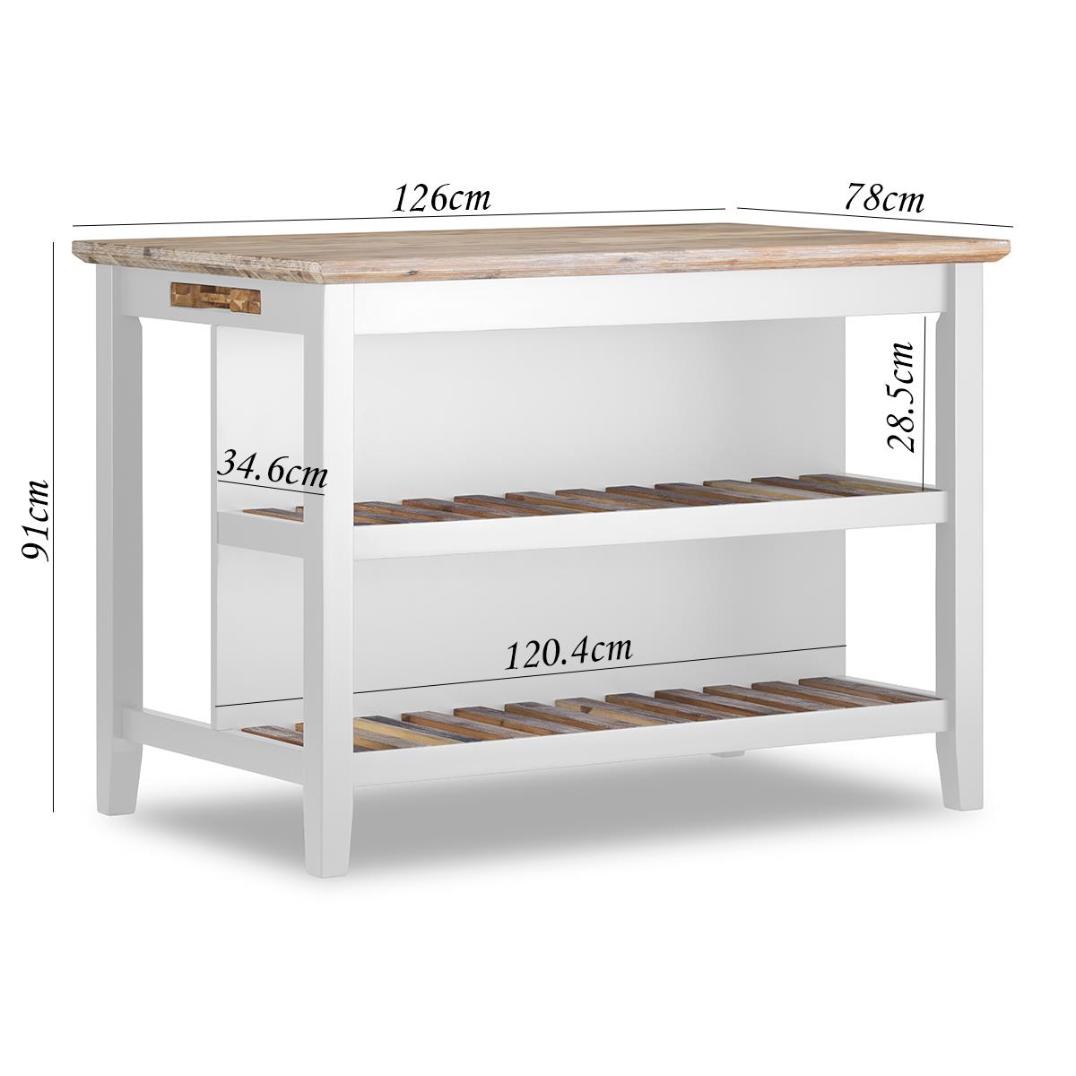 Florence Breakfast Bar with 2 large shelves. Small kitchen island with storage. - Picture 18 of 44