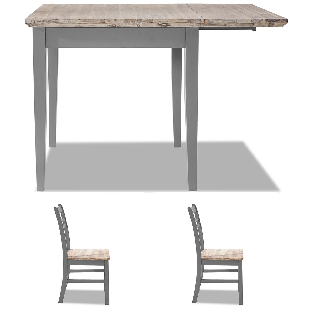 Extending Kitchen Table Set, Small Drop Leaf Table & 2 Chairs Set WoodenFLORENCE - Picture 12 of 34