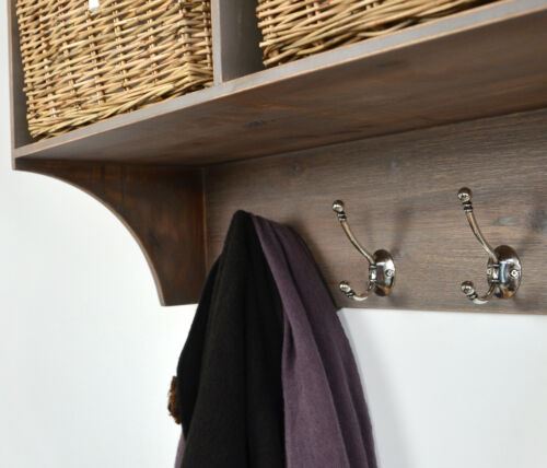Entryway Storage Bench Hanging Shelf Coat Rack Wooden Hallway Furniture TETBURY - Picture 17 of 20