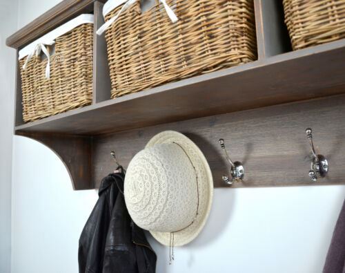 Entryway Storage Bench Hanging Shelf Coat Rack Wooden Hallway Furniture TETBURY - Picture 11 of 20