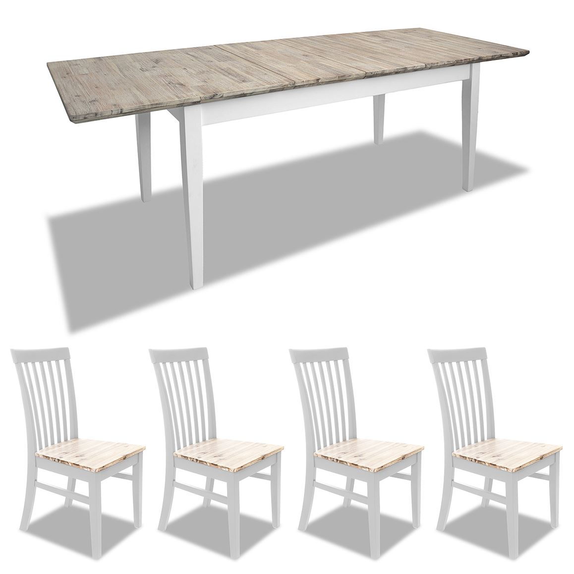 Extending Dining Table +4 Chairs Rectangular Center Extension FLORENCE furniture - Picture 31 of 152