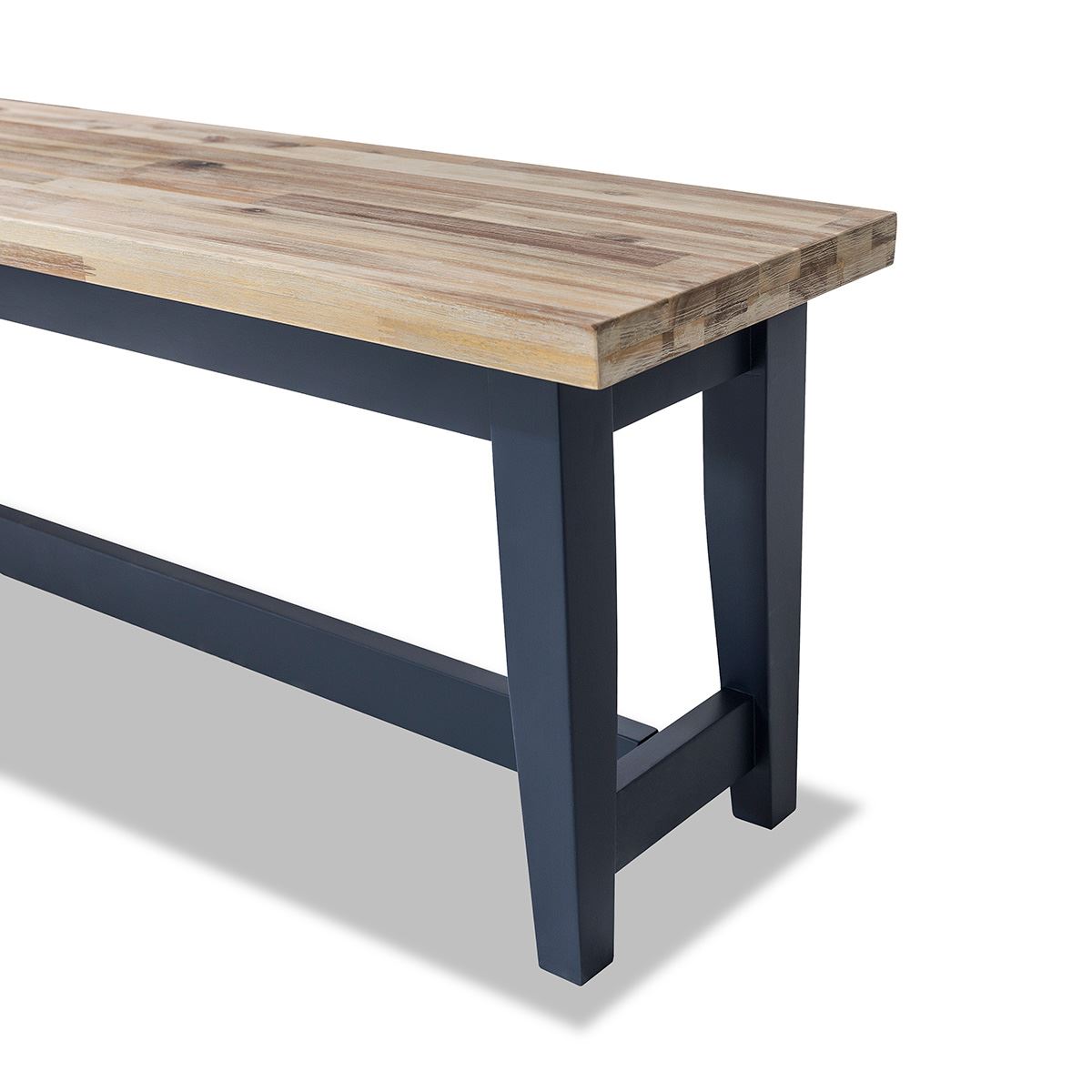 Florence wooden table bench.Navy Blue kitchen dining room bench with wooden seat 5060346454955