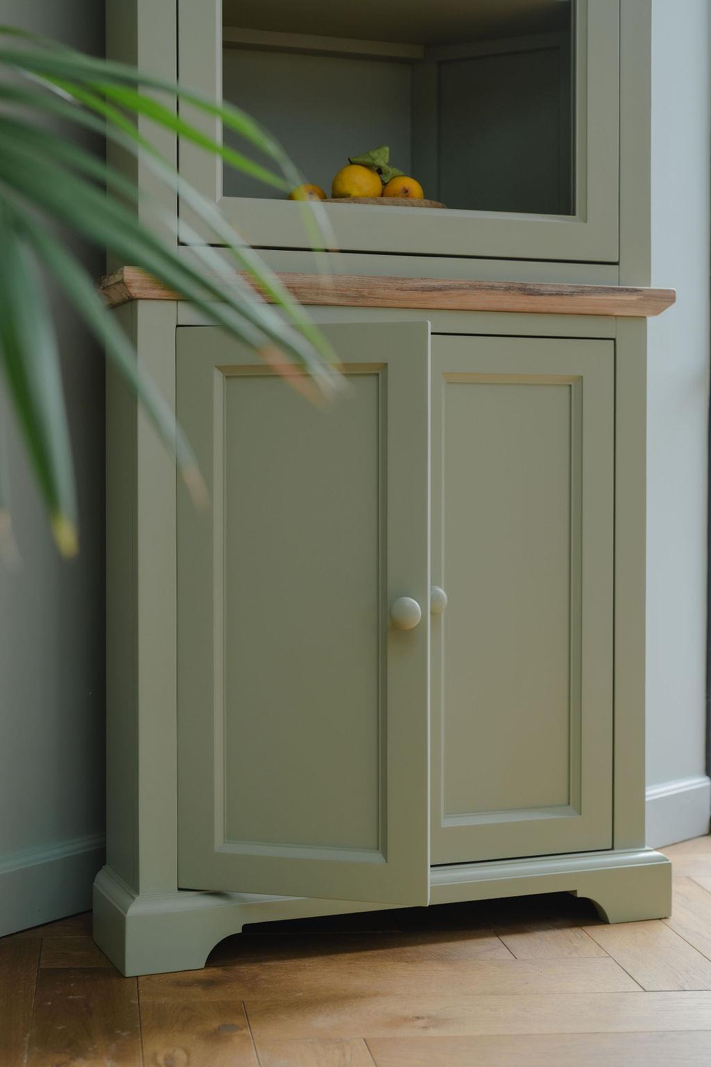 FLORENCE Corner Glass Display Cabinet, Sage Green Kitchen Dresser,  ASSEMBLED | eBay