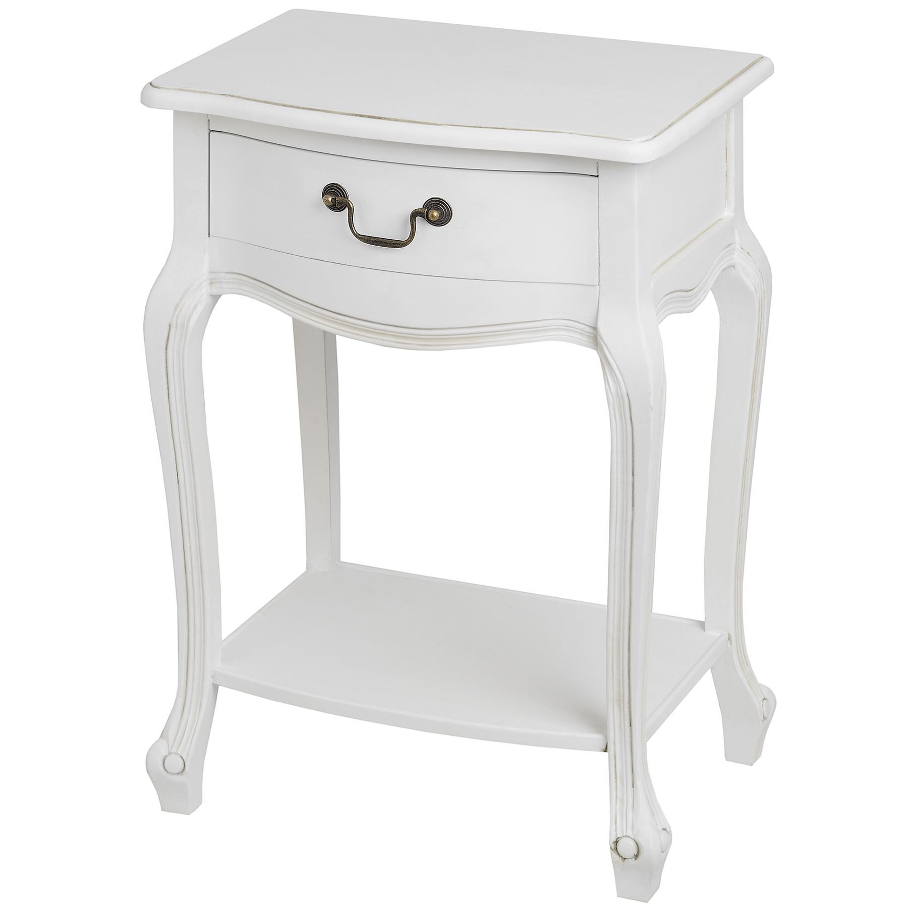 Shabby Chic White 1 Drawer Bedside Table. Bedside Fully
