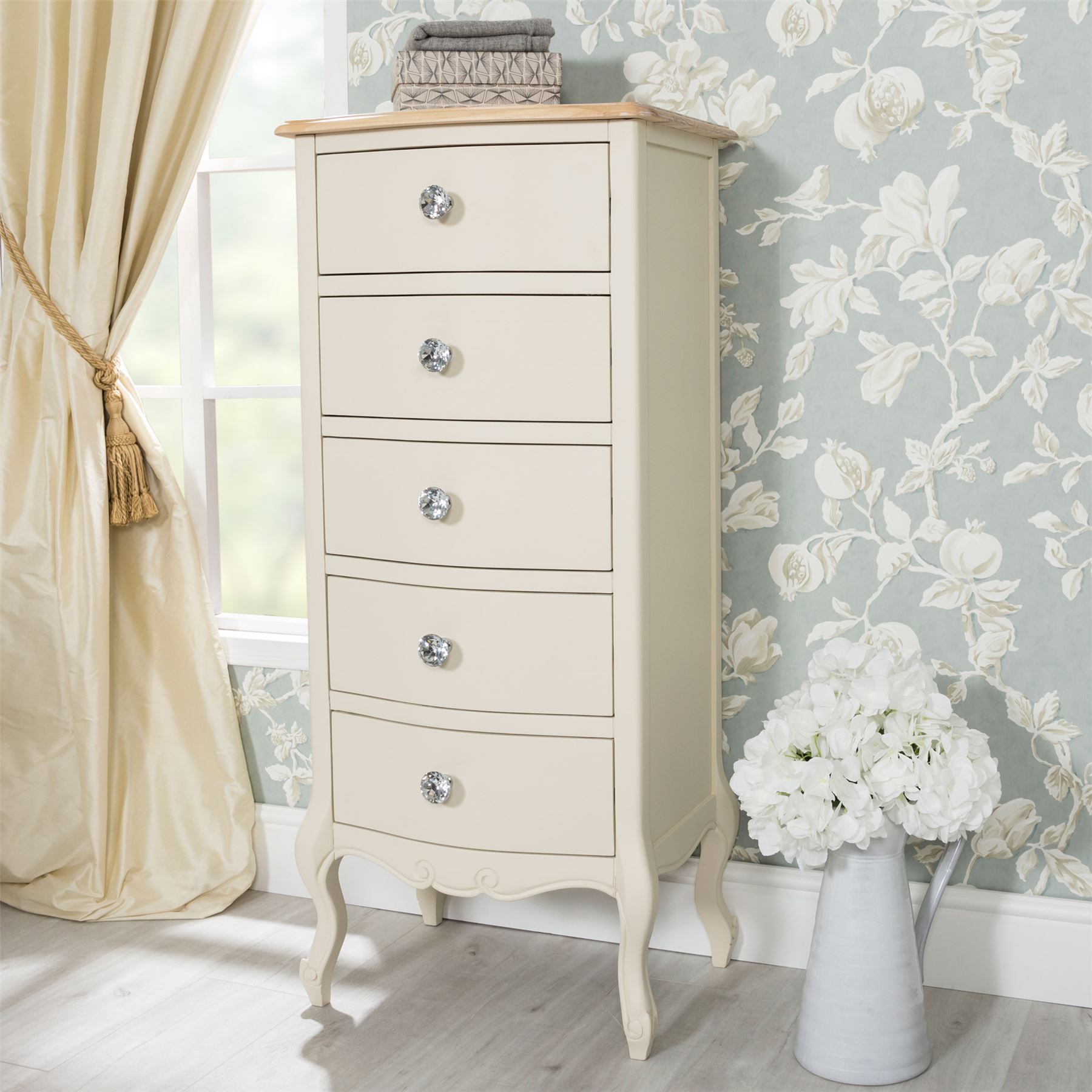 Juliette Champagne Tallboy With Crystal Handles Stunning Narrow