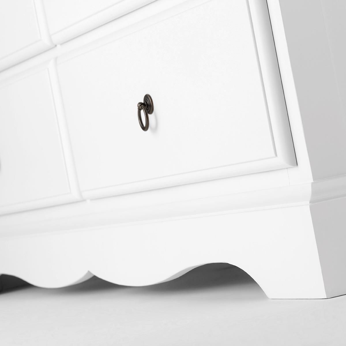 Large White Chest of Drawers 7 Deep Drawer Chest Bedroom Furniture ROMANCE - Picture 8 of 15