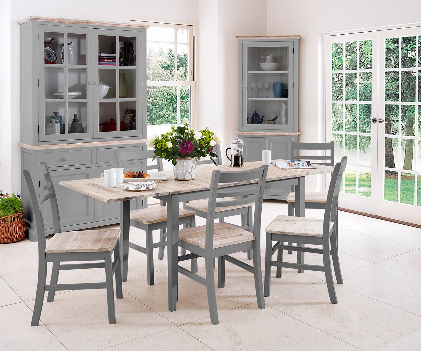 Extending Dining Table +4 Chairs Rectangular Center Extension FLORENCE furniture - Picture 49 of 152