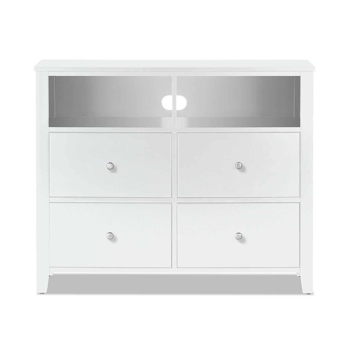 Brooklyn white chest of drawers, media chest, deep drawers FULLY