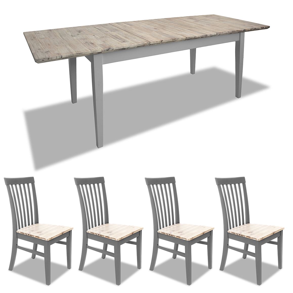 Extending Dining Table +4 Chairs Rectangular Center Extension FLORENCE furniture - Picture 66 of 152